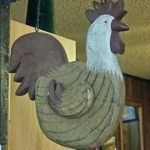 Hanging rooster and framed rooster picture